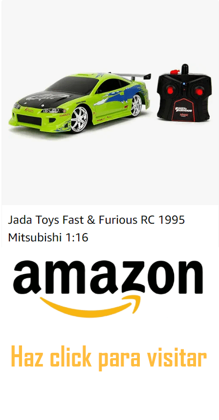 Jada Toys Fast & Furious RC 1995 Mitsubishi Eclipse a escala 1:16, con control remoto negro. Haz click para visitar la página de Amazon para su compra.