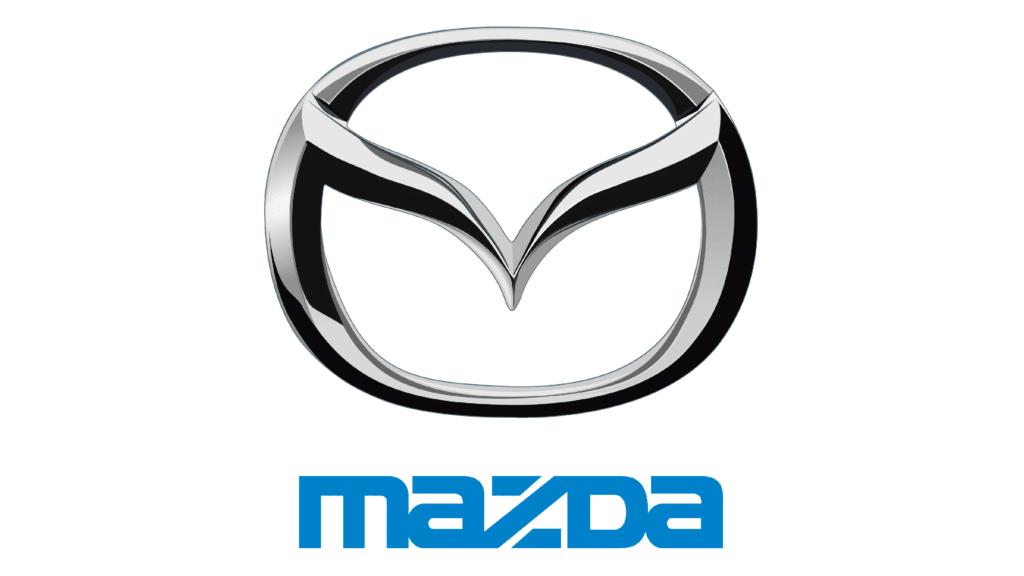 Logotipo de Mazda: Un óvalo estilizado con una ‘M’ dentro. Debajo del óvalo, la palabra “MAZDA” está escrita en mayúsculas.