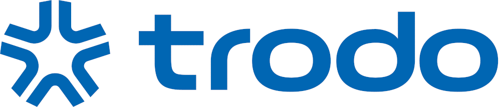 Logotipo de Trodo en letras azules.