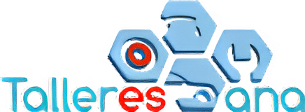 Logotipo de Talleres Año con un elemento gráfico que representa un engranaje a la izquierda del texto, indicando un tema mecánico o industrial.