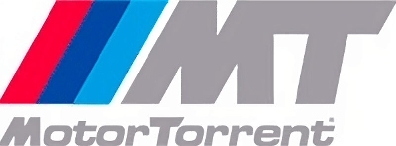 Logo de MotorTorrent con las letras ‘MT’ en gris y tres franjas verticales en azul, celeste y rojo a la izquierda. Debajo, el nombre ‘MotorTorrent’ con ‘Motor’ en negro y ‘Torrent’ en gris claro.