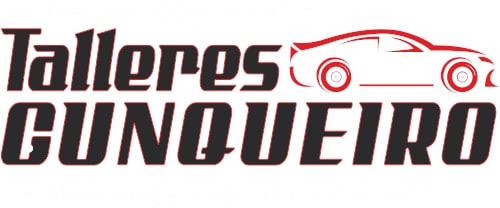 Claro, aquí tienes: El logotipo muestra el texto "Talleres Cunqueiro" en una fuente estilizada y en negrita. Encima del texto, hay un contorno de un coche en color rojo, lo que añade un elemento visual relacionado con los servicios automotrices. Esta imagen es relevante ya que representa un negocio, probablemente un taller de reparación de automóviles, y el diseño comunica eficazmente la naturaleza del negocio a través del uso del gráfico del coche y la fuente profesional y en negrita.