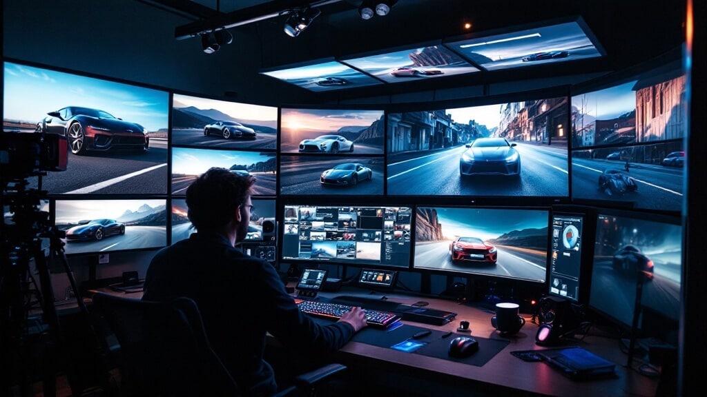 Postproducción profesional de vídeo automotriz con etalonaje digital de alta gama