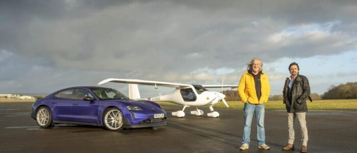 James May con el avión eléctrico (distinto de la Cessna 182 que usó en Top Gear).